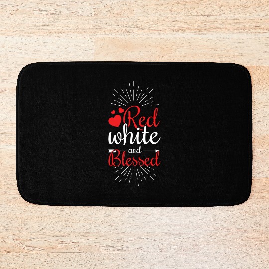 White Blessed America American Flag 4th Of July Bath Mats