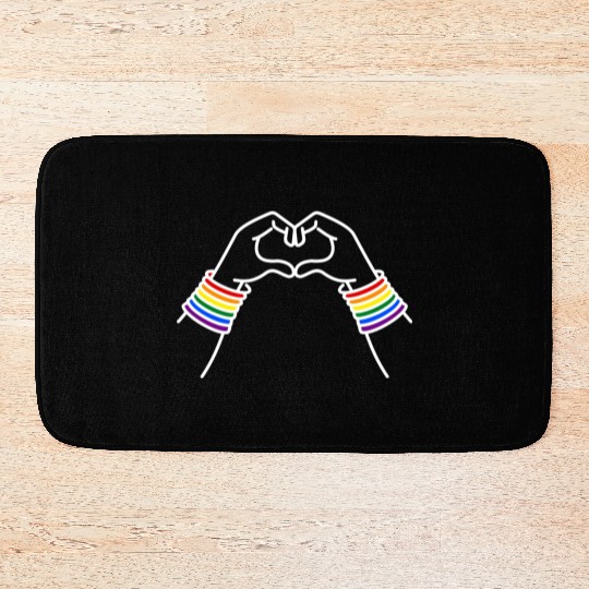 LGBT pride rainbow heart Bath Mats