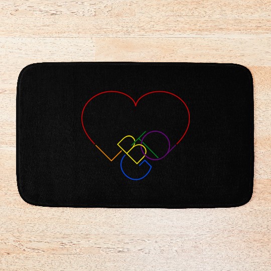 LGBT pride rainbow heart Bath Mats
