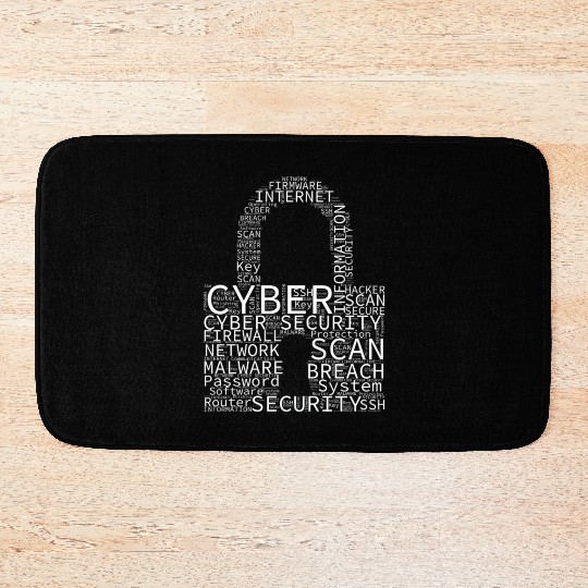 Cyber Security Wordcloud Padlock Bath Mats