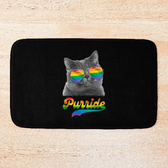 Cute Cat LGBT Rainbow Flag Kitten Gay Pride Bath Mats
