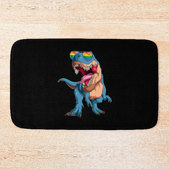 Funny Trex LGBT Gay Pride Rainbow Flag Bath Mats
