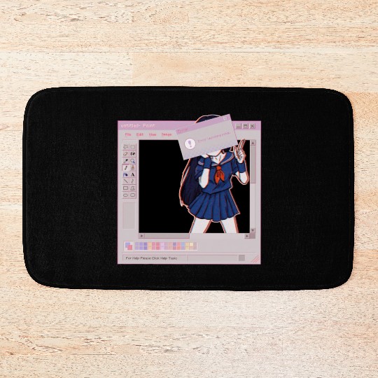 Vaporwave Glitch Horror Bath Mats