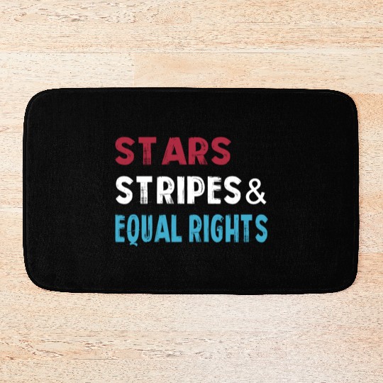 Stars Stripes and Equal Rights 4th of July Women's Bath Mats