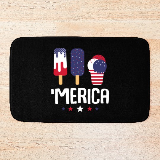 Merica Ice Cream Lover Popsicles US Flag Bath Mats