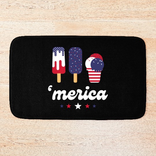 Ice Cream Patriotic Popsicles US Flag Merica Bath Mats