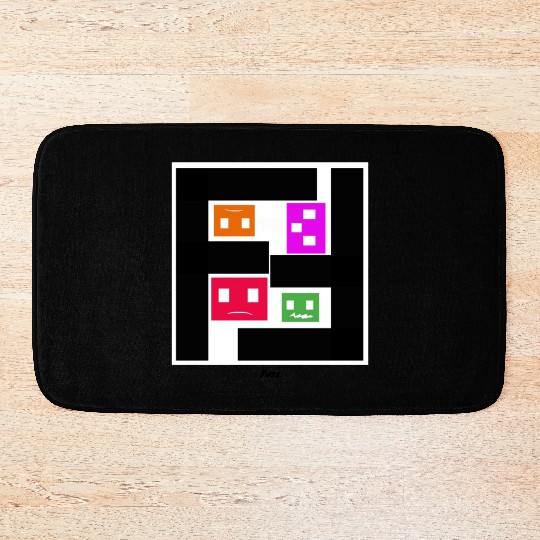 Geometric Cubes In Game - multi-sided cubes Bath Mats
