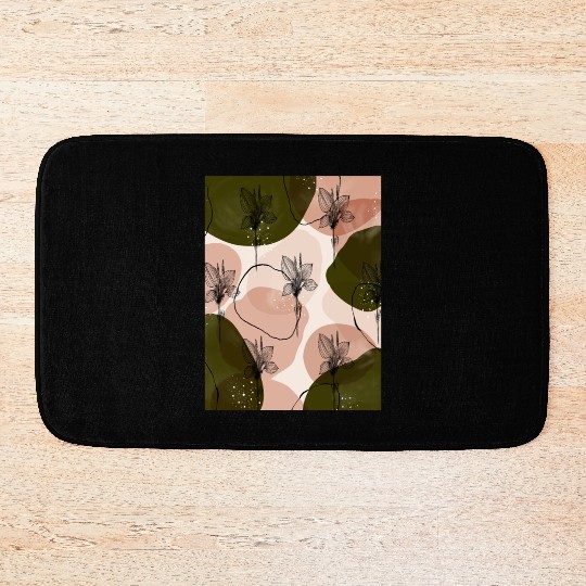 Summer Green Tropical flower Bath Mats