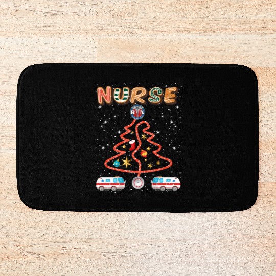 Stethosope Christmas Pine Tree Registered Nurse Bath Mats