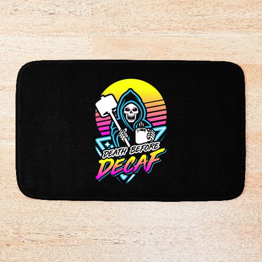 Death Before Decaf (Gym Reaper) Retro Neon Bath Mats