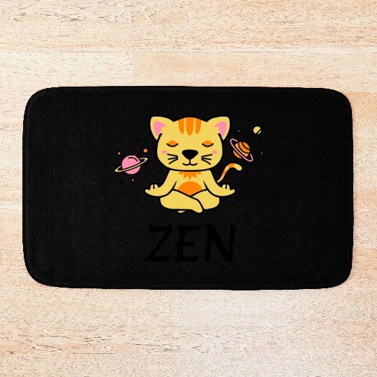zen yoga cat space meditation sport training Bath Mats
