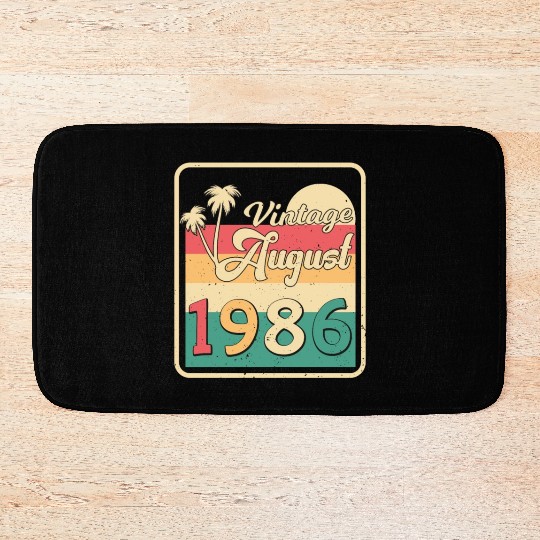 Birthday Greeting For August 1986 Bath Mats