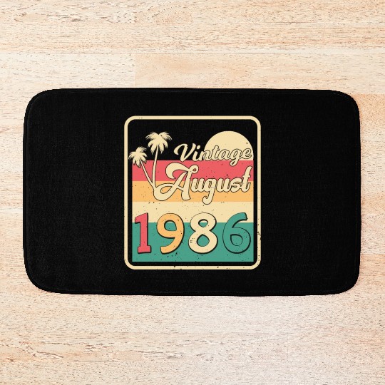 Birthday Greeting For August 1986 Bath Mats