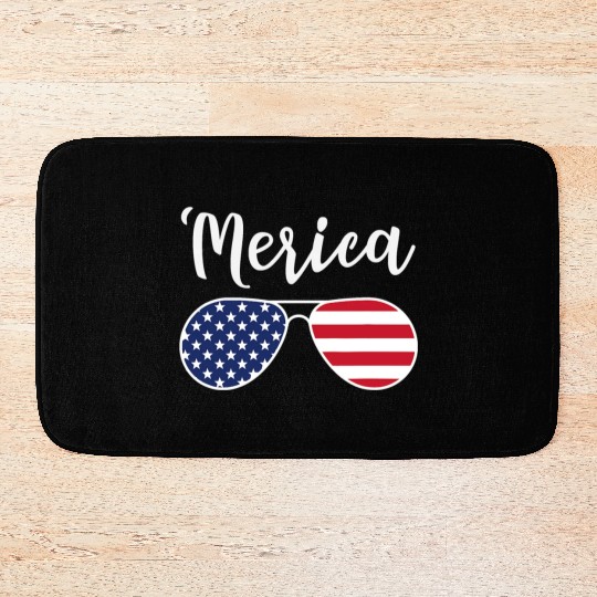 Merica Red Whie And Blue Stars Stripes Sunglasses Bath Mats