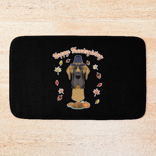 Happy Thanksgiving I Dog Lover I Great Dane Bath Mats