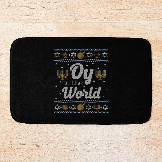 Funny Hanukkah Oy To The World Bath Mats