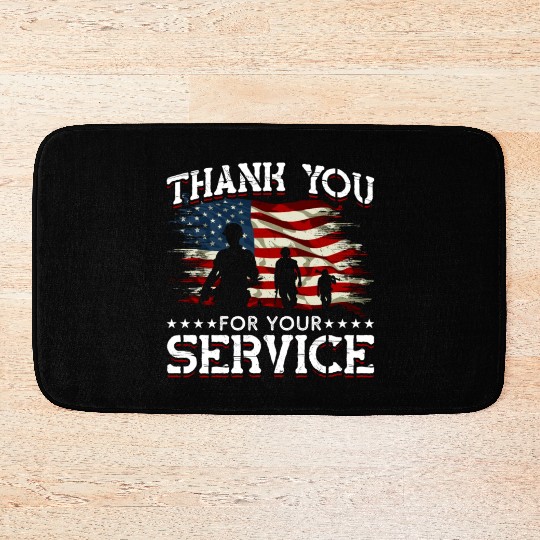 Memorial Day American Flag Patriotic Soldier US Bath Mats