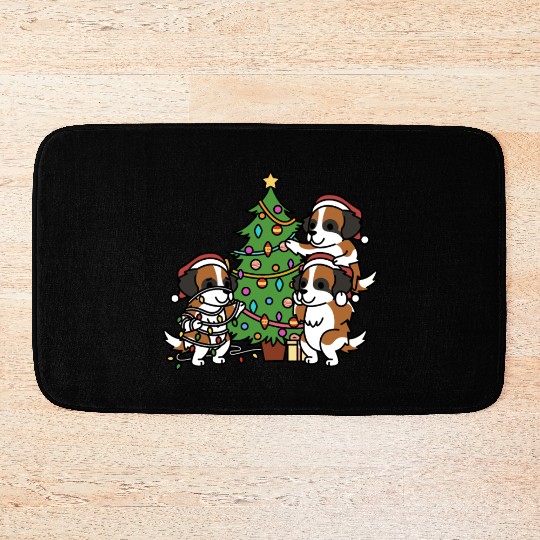Saint Bernard Christmas Tree Bath Mats