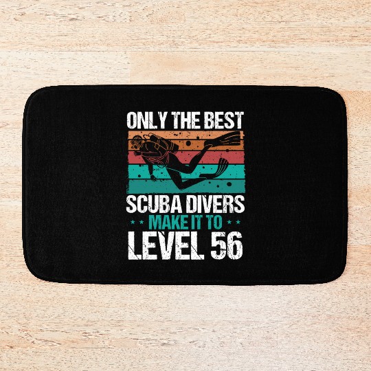 56 Scuba Diving Level 56 Year Diver Snorkeling Bath Mats