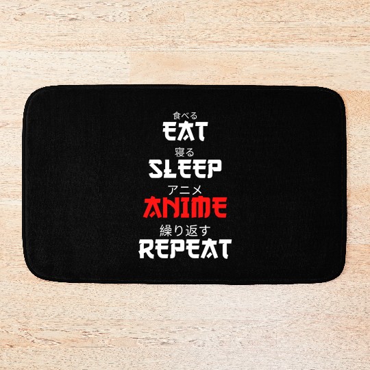 Japanese Anime Manga Otaku Eat Sleep Anime Repeat Bath Mats