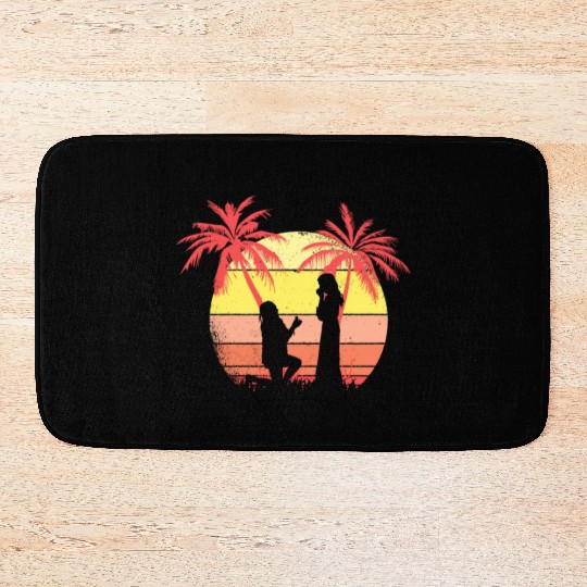 Lesbian Couple Romantic Marriage Propose Summer Bath Mats