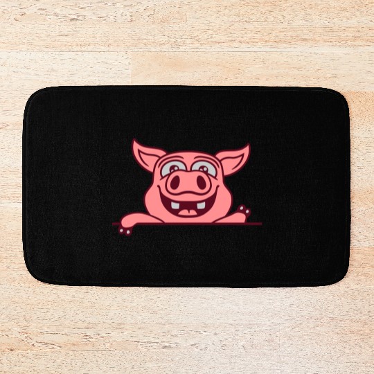 barn pig waving friendly Bath Mats
