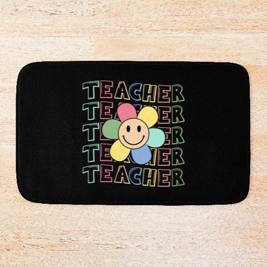 Retro Teacher Teacher Teacher Life Kindergarten Bath Mats