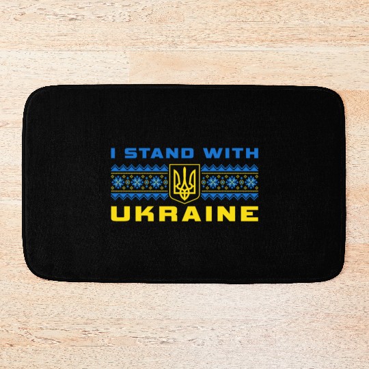 I STAND WITH UKRAINE BLUE-YELLOW Bath Mats