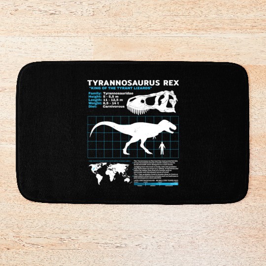 Tyrannosaurus Rex fact sheet Bath Mats