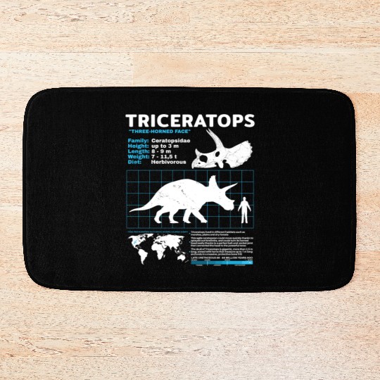 triceratops fact sheet Bath Mats