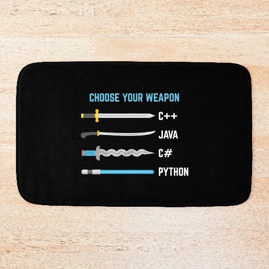 Python Choose Your Weapon Funny Computer Science Bath Mats