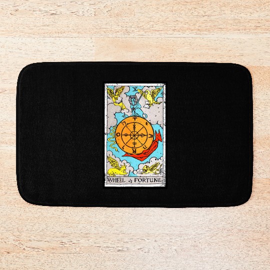 Fortune The Wheel Tarot Card Bath Mats Vintage Design