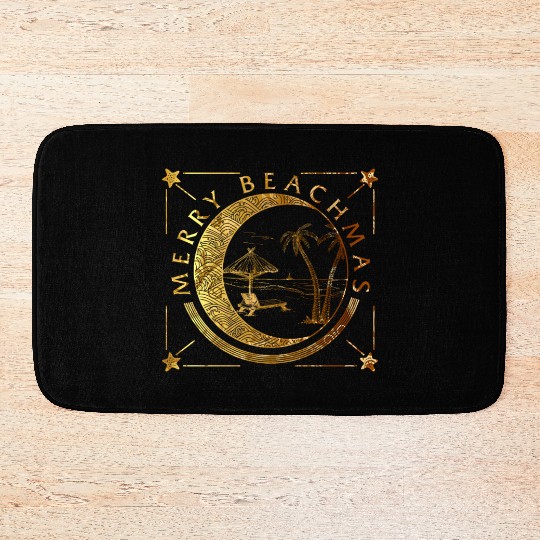 Coastal Beach Christmas In July Bath Mats, Merry