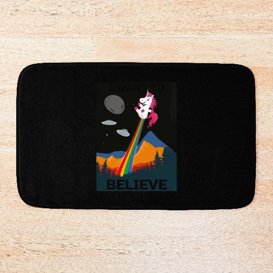 Unicorn "I Want To Believe" UAP Outfit Alien Ufo Bath Mats