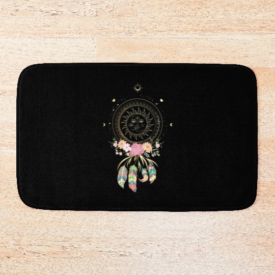 Beautiful Dreamcatcher Sun Moon Flowers Bath Mats