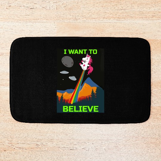 Unicorn "I Want To Believe" UAP Outfit Alien Ufo Bath Mats