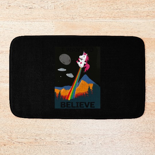 Unicorn "I Want To Believe" UAP Outfit Alien Ufo Bath Mats