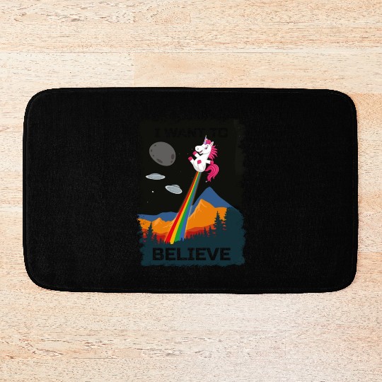 Unicorn "I Want To Believe" UAP Outfit Alien Ufo Bath Mats
