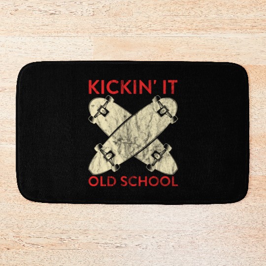 Funny Skateboard Kickin' It Old School Skateboarde Bath Mats
