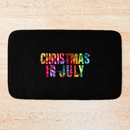 Christmas In July Xmas Tree Lights Santa Beach Bath Mats
