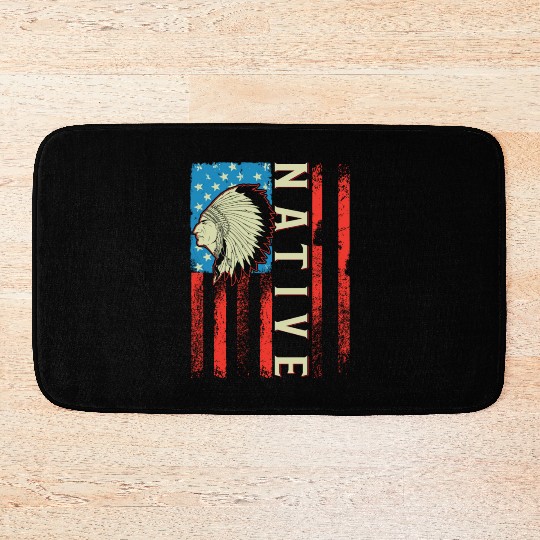 Native American Flag Chief Traditional US Bath Mats