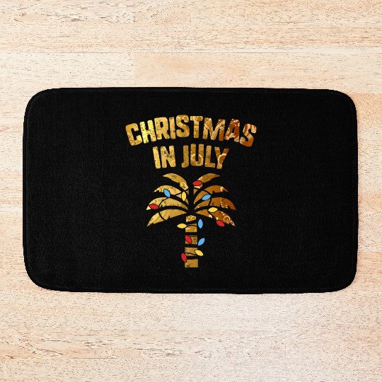 Christmas In July Beach Palm Xmas Tree Summer Bath Mats