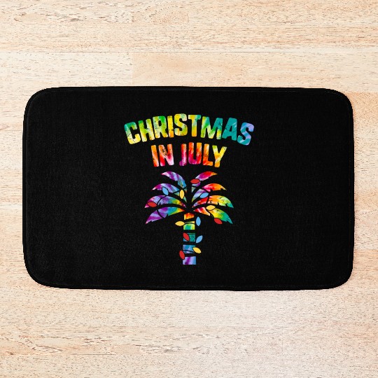 Christmas In July Beach Palm Xmas Tree Summer Bath Mats
