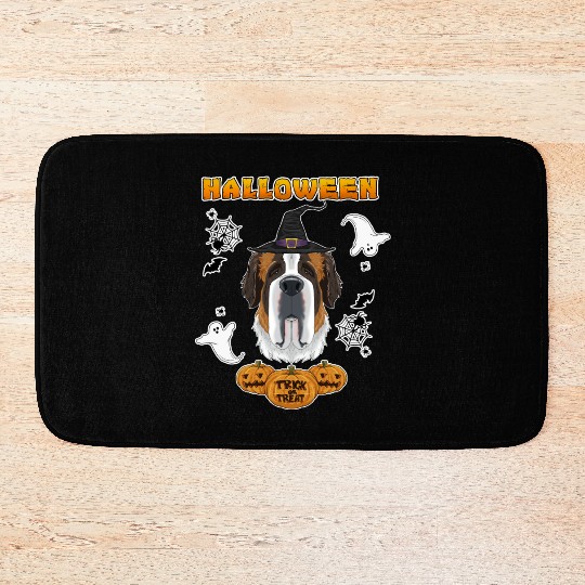 Happy Halloween I Dog Lover I Saint Bernard Bath Mats
