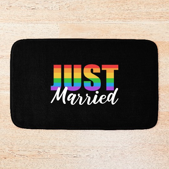 Just Married LGBTQ LGBTQ Gift Bath Mats