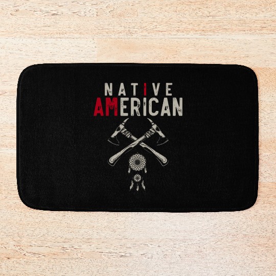 Native American Axe Traditional Dreamcatcher Feath Bath Mats