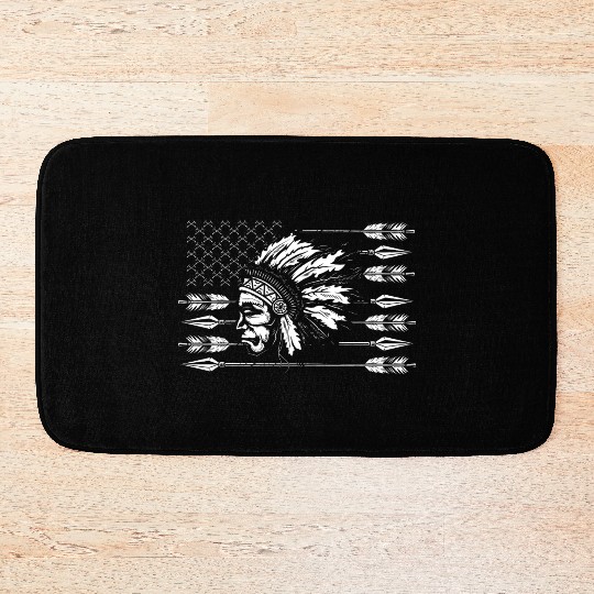 Chief Native American Traditional US Flag Bath Mats