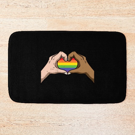 LGBT Rainbow Heart Gay Pride Lesbian Equality Gift Bath Mats