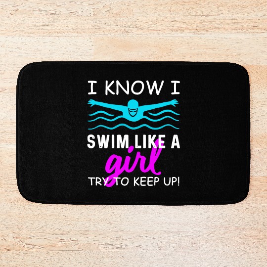 Swimmer Swim Swimming Girl Bath Mats