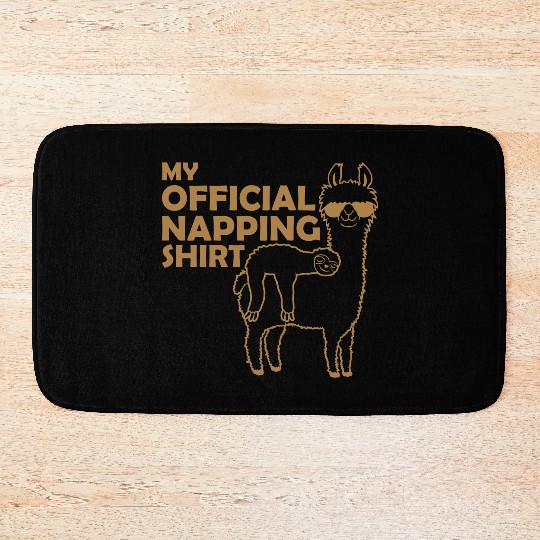 sloth llama napping Bath Mats